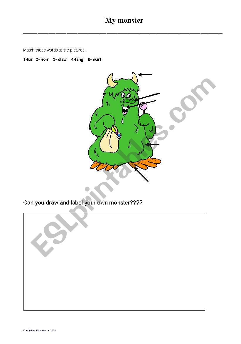 My Monster worksheet