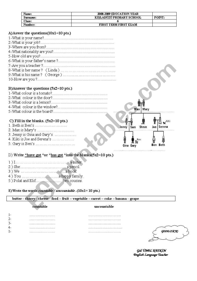 EXAM worksheet