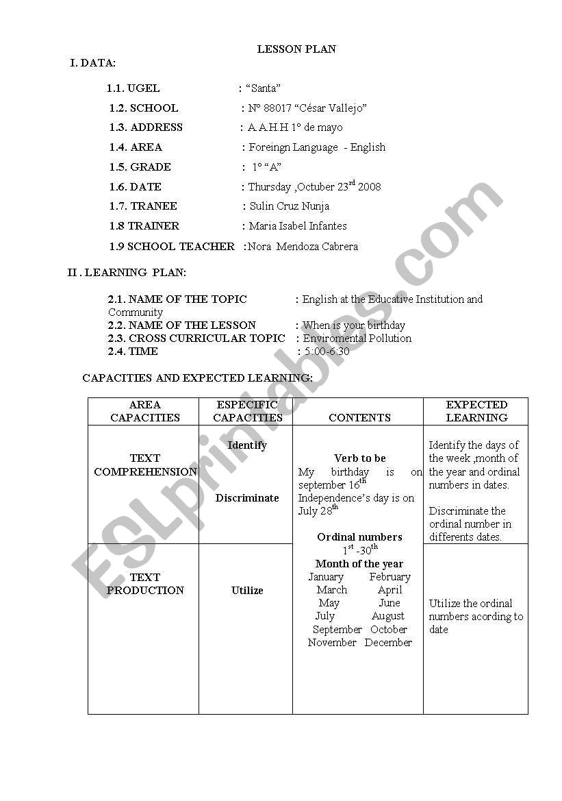 ordinal numbers worksheet