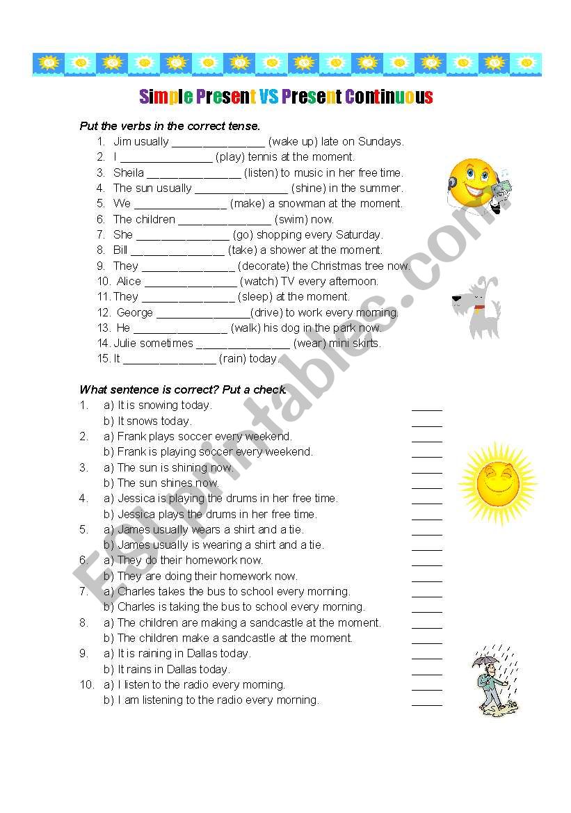 PRESENT SIMPLE VS. CONTINUOUS worksheet