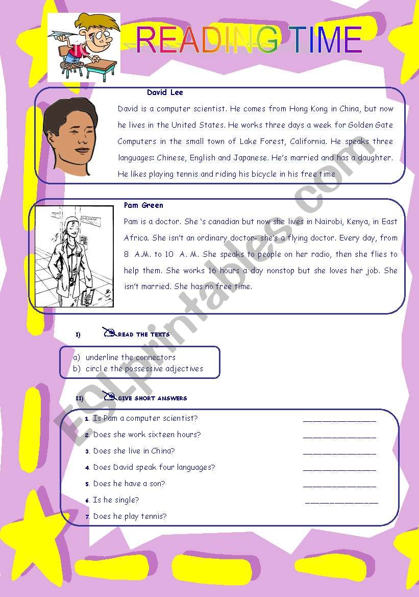 reading time worksheet