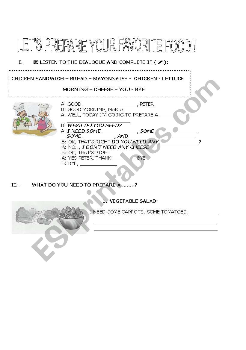 what is your favourite food 1 worksheet