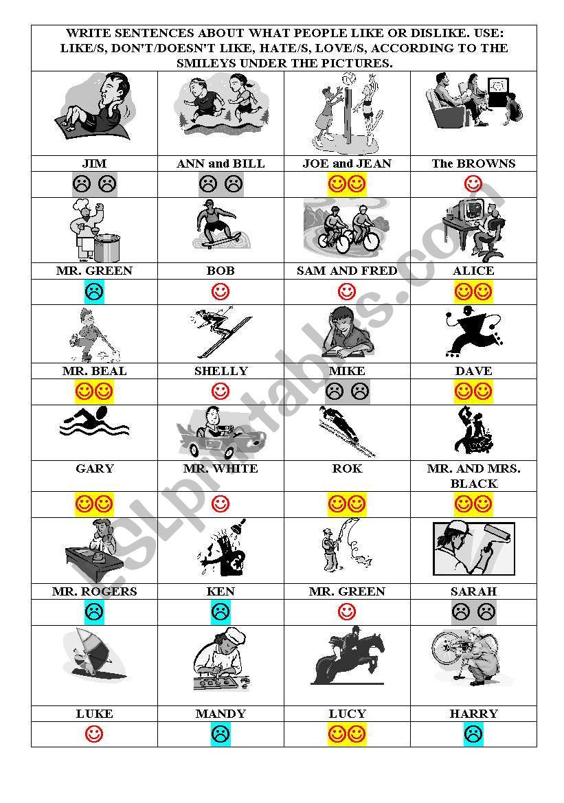 lkes and dslkes worksheet