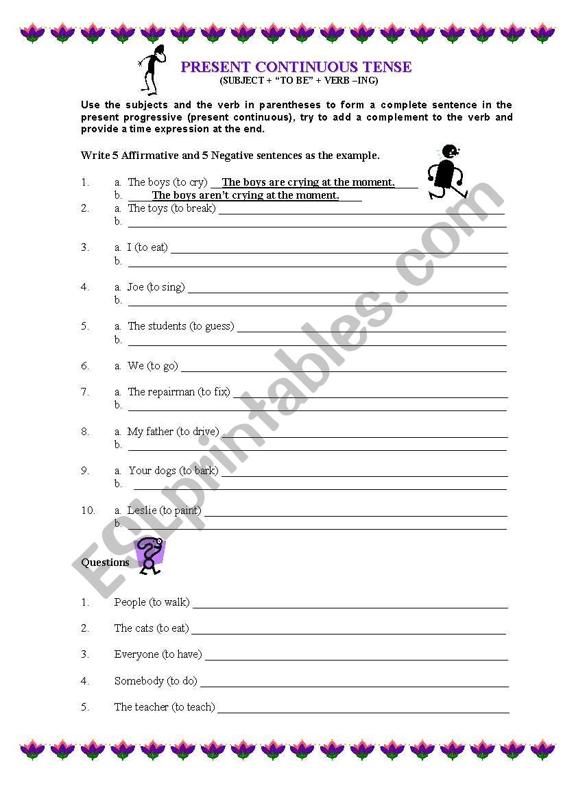 PRESENT CONTINUOUS worksheet