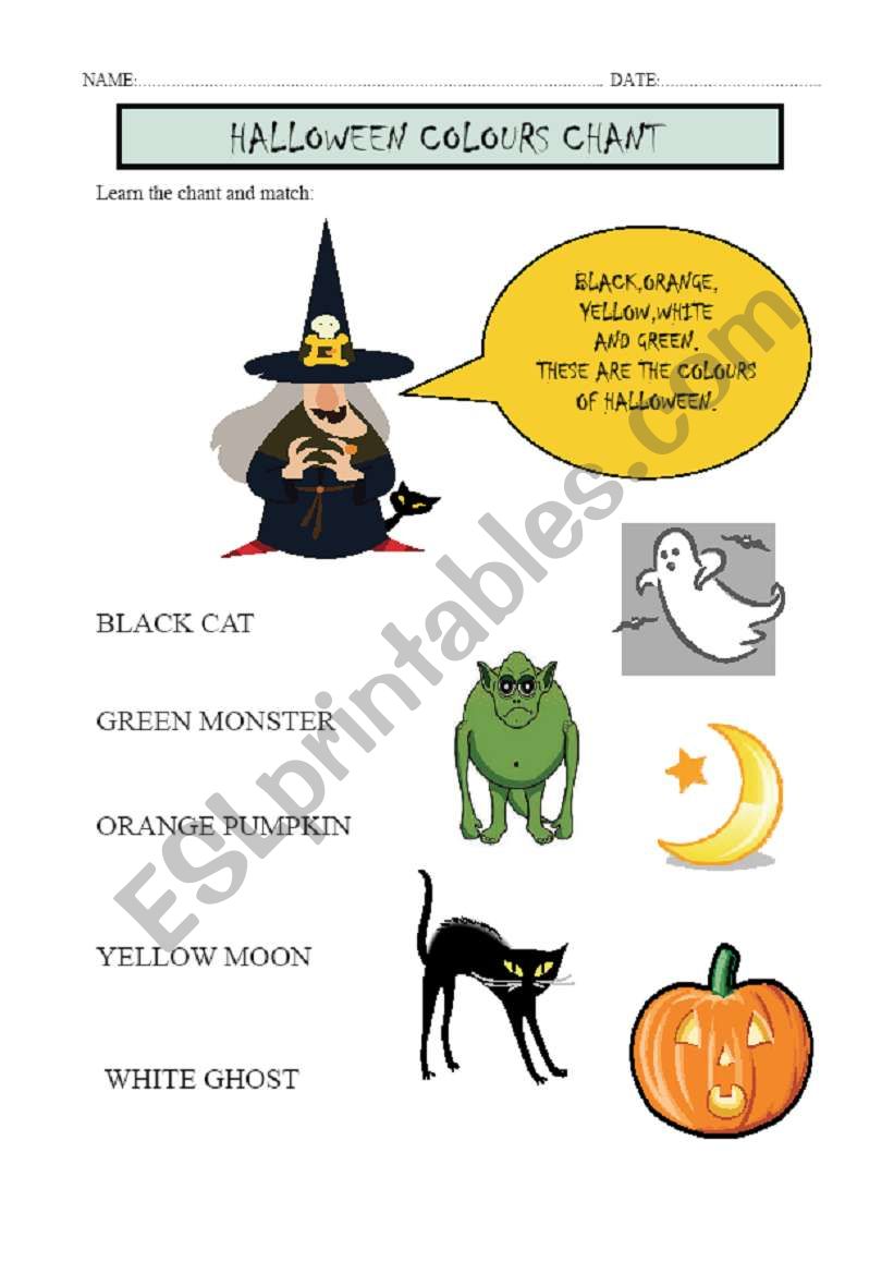 Halloween chant worksheet