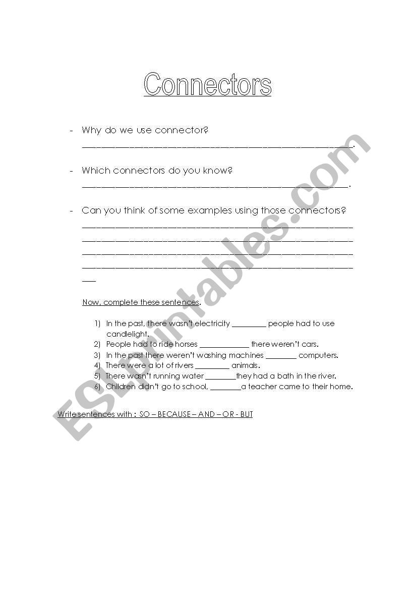 connectors worksheet