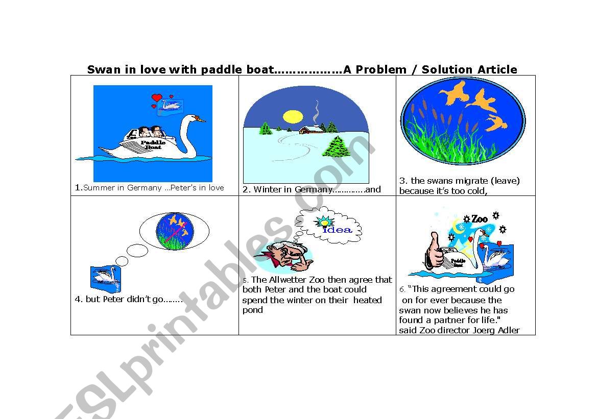 A swan falls in love with a paddle boat - ANSWER KEY