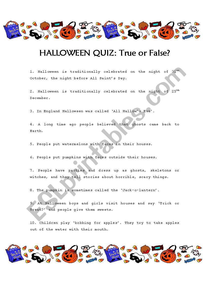 Halloween Quiz worksheet