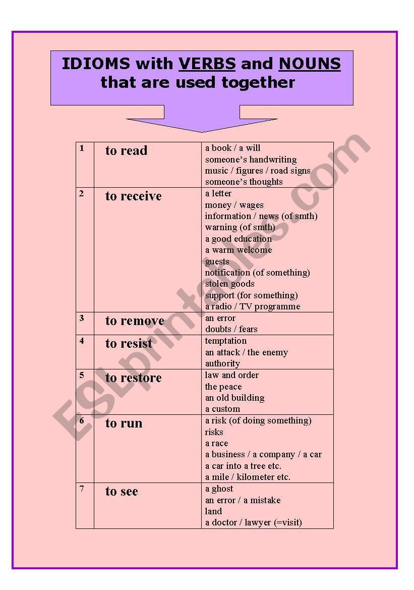 IDIOMS (Part IV) worksheet