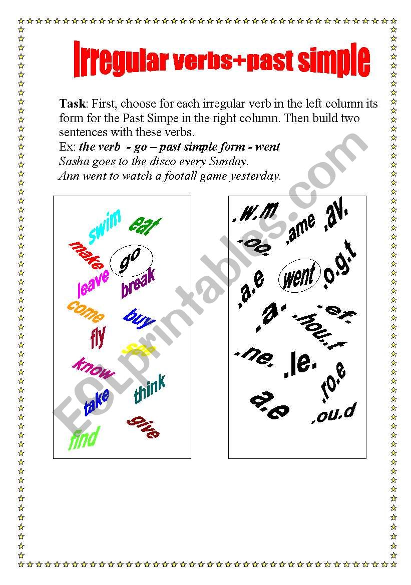 Irregular verbs+Past Simple worksheet