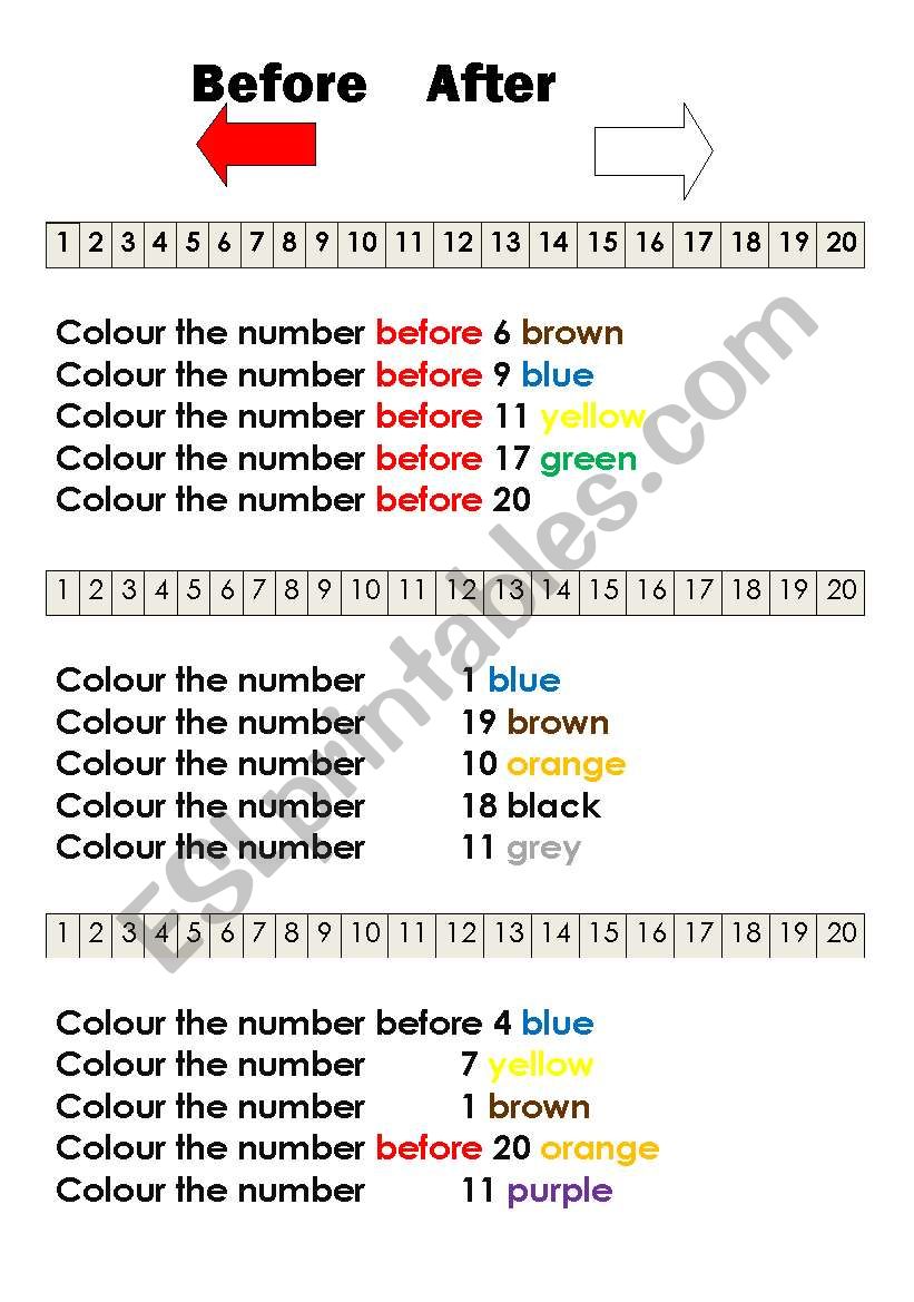 numbers before and after worksheet