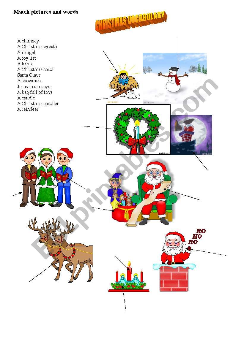 christmas vocabulary worksheet