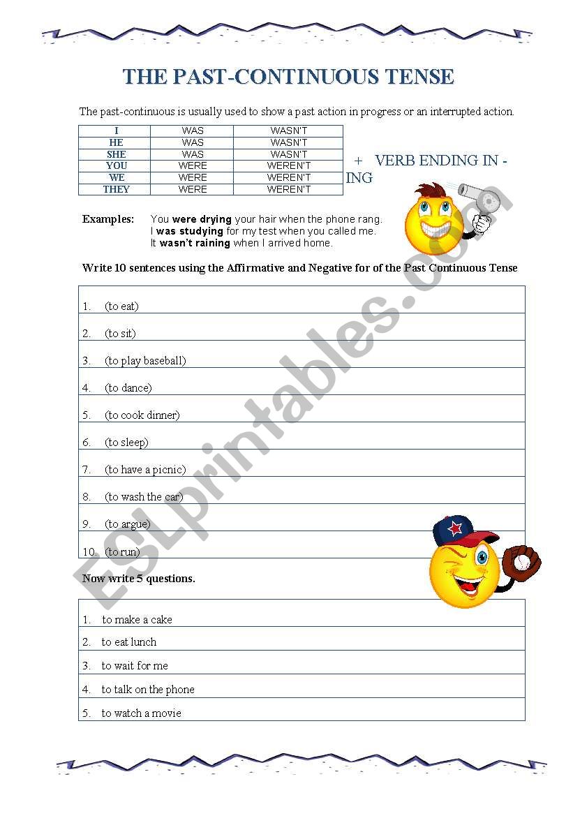 PAST CONTINUOUS worksheet