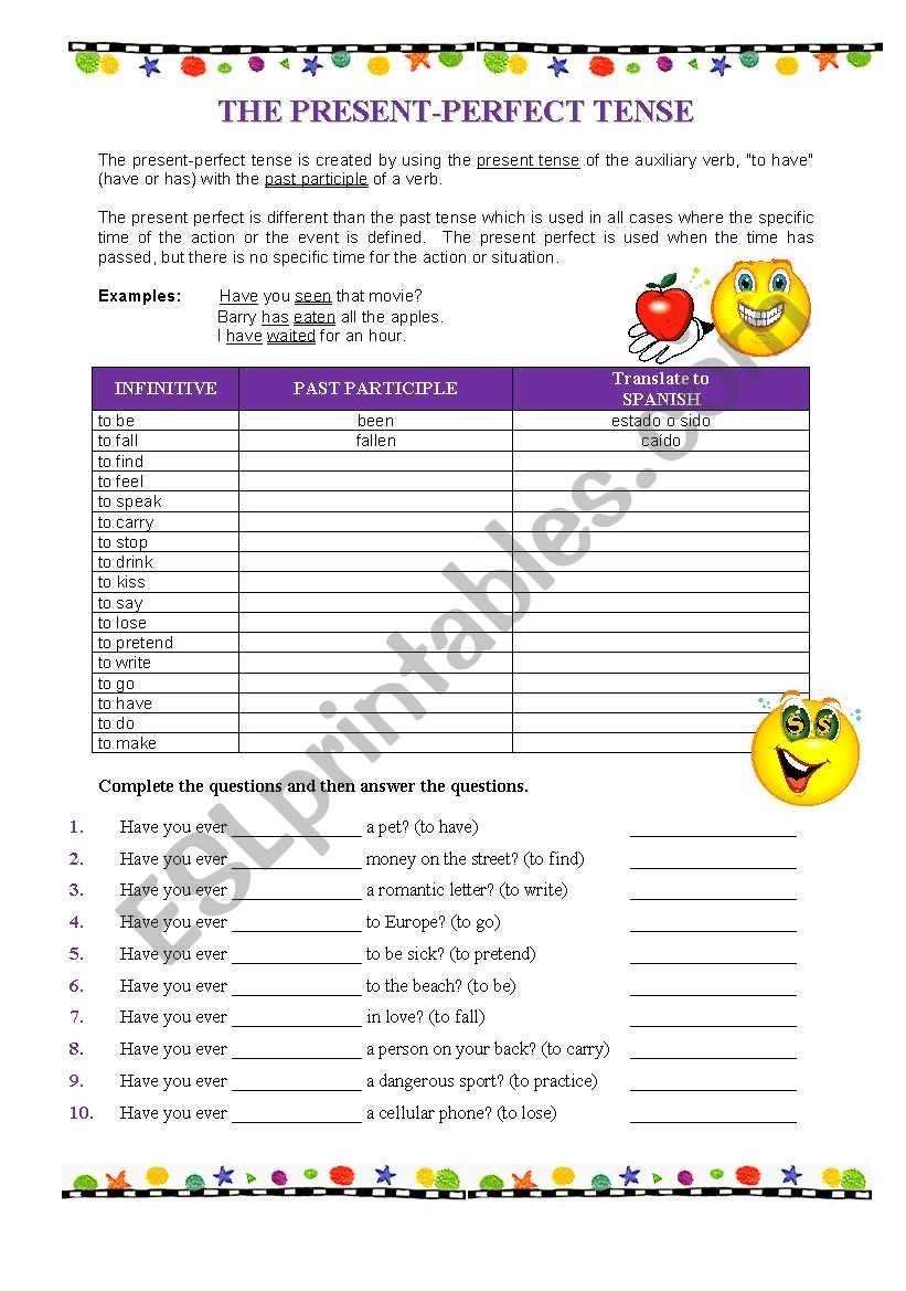 PRESENT PERFECT worksheet