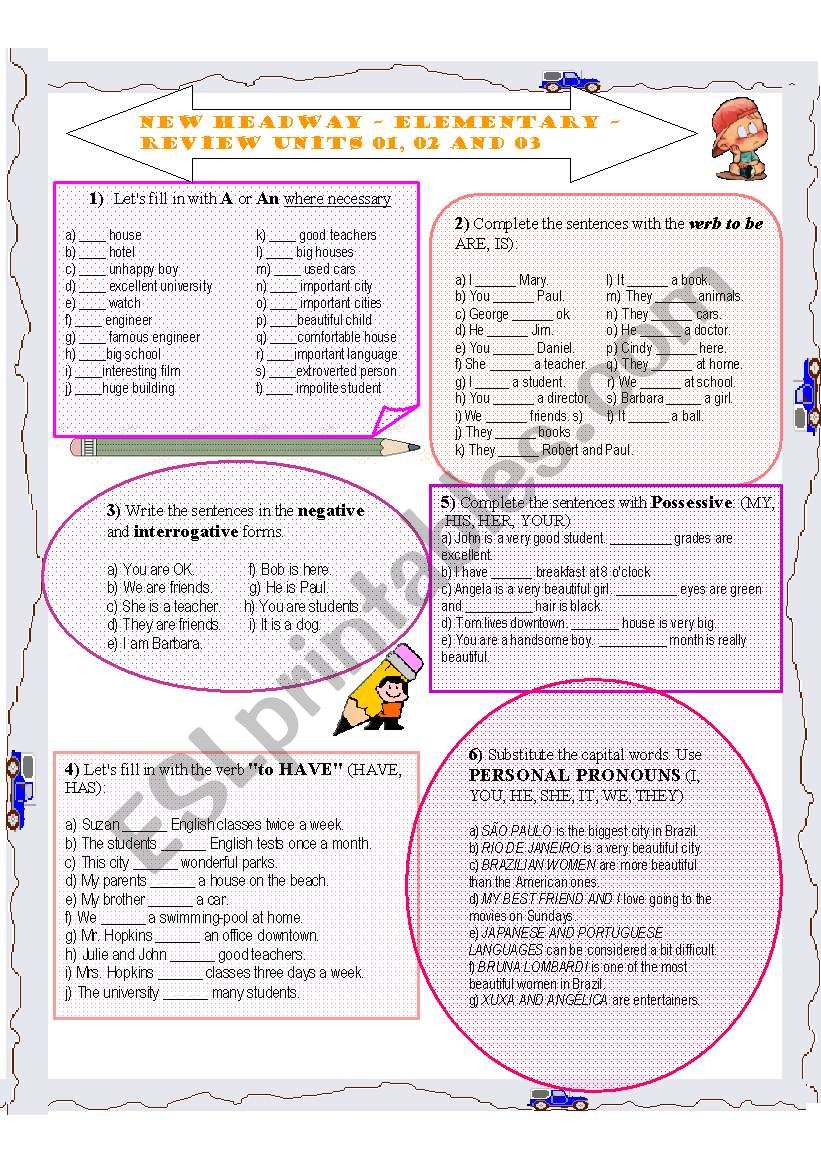 New Headway - elementary worksheet