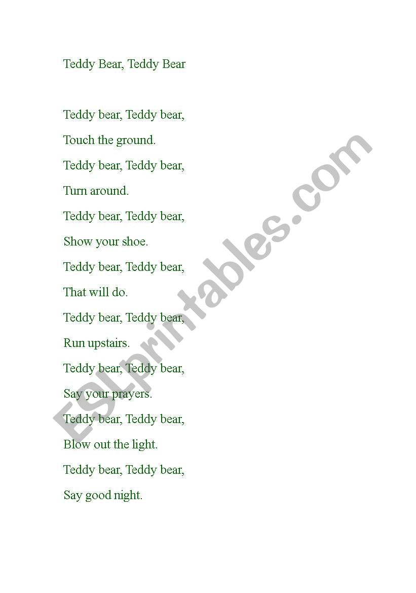 nursery rhymes worksheet