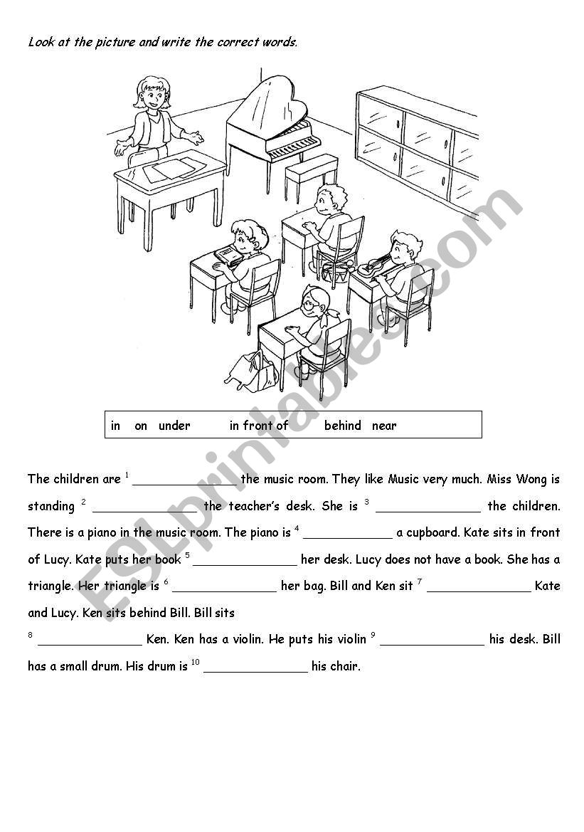 Preposition of place worksheet