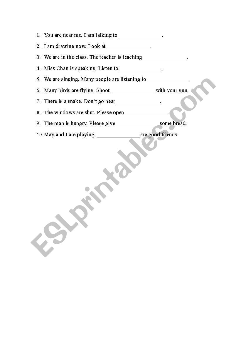 Pronouns worksheet