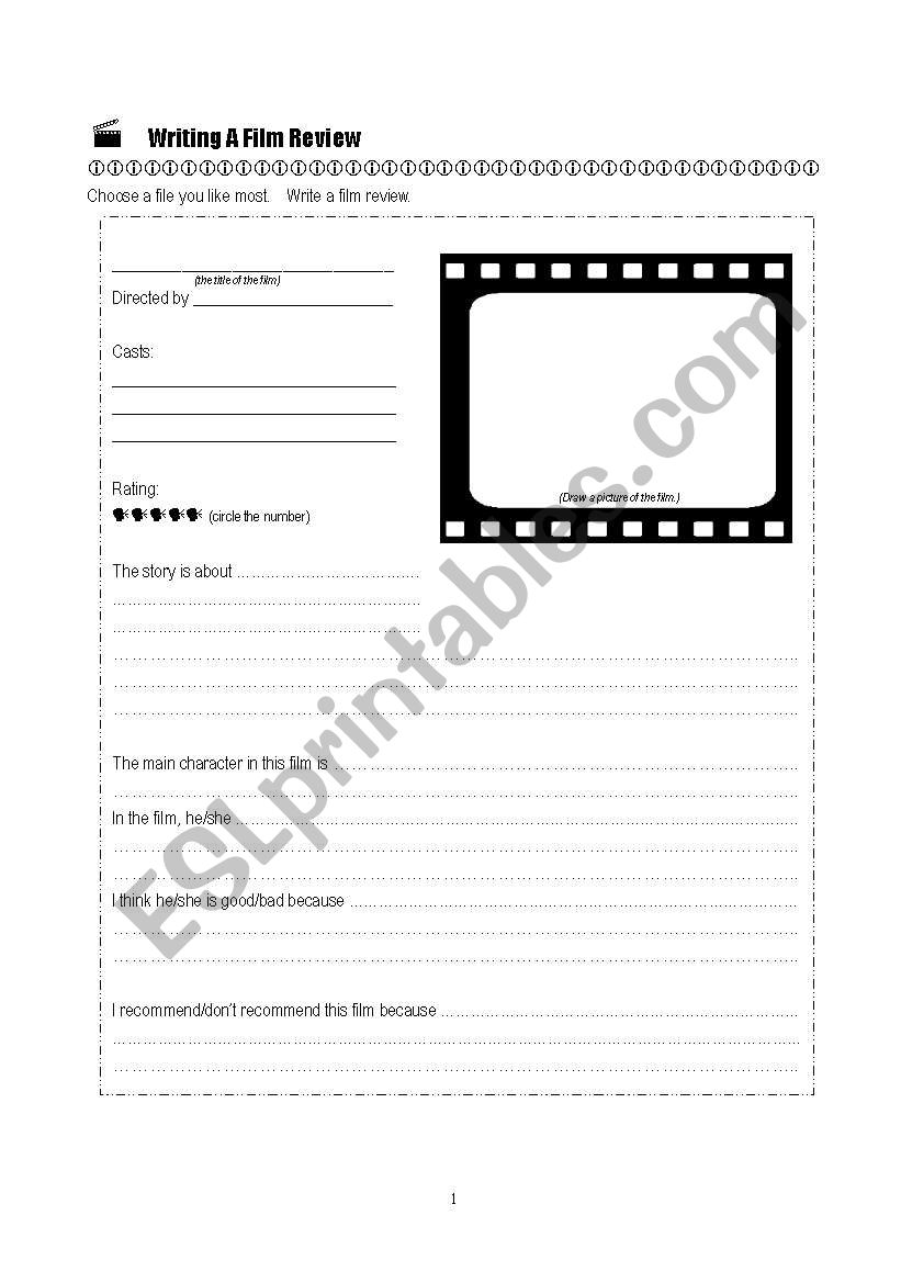 Writing a film review - ESL worksheet by miss W