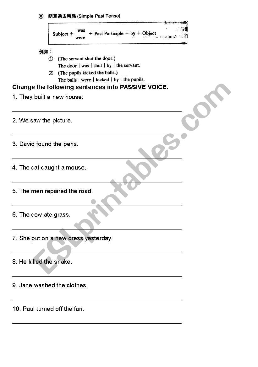 Passive voice worksheet