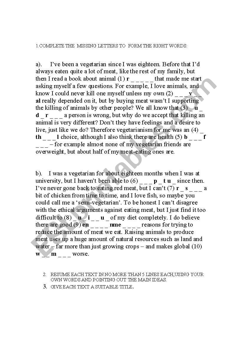 COMPREHENSION WORKSHEET worksheet