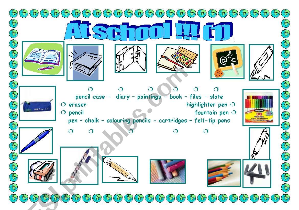School things : MATCH 1/3 worksheet