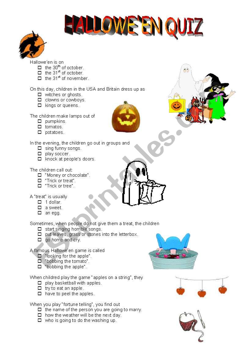 Halloween quiz worksheet