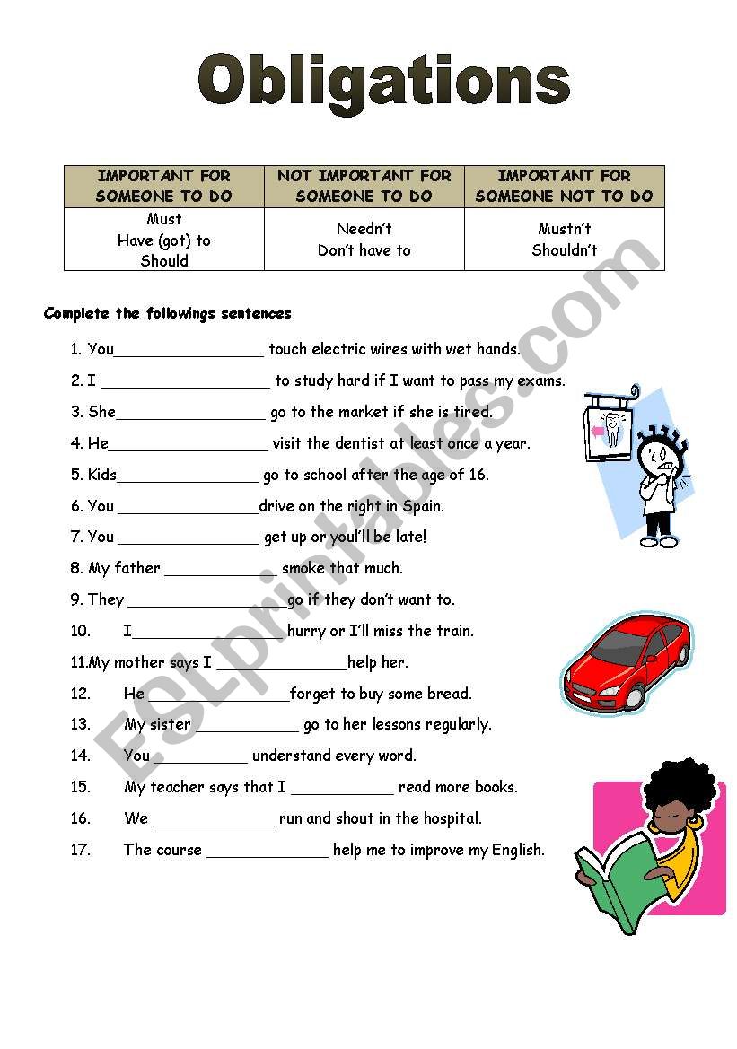 Obligations worksheet