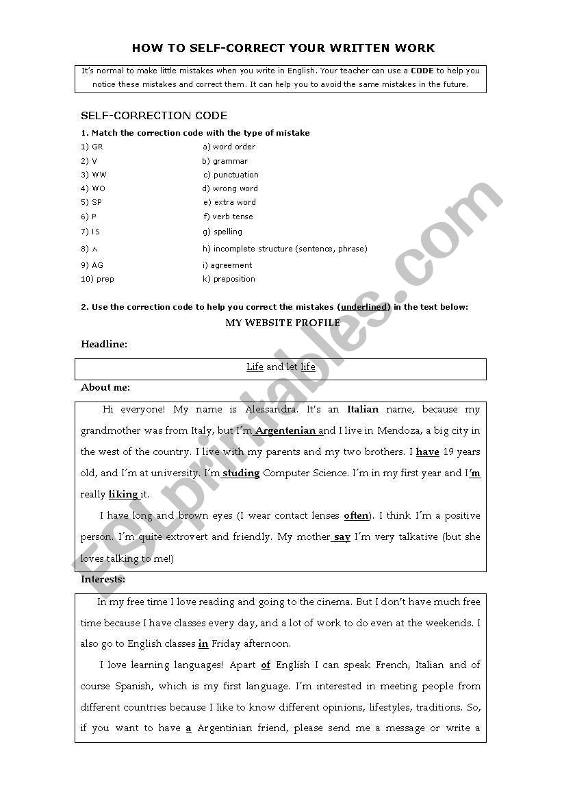 HOW TO SELF-CORRECT YOUR WRITTEN WORK