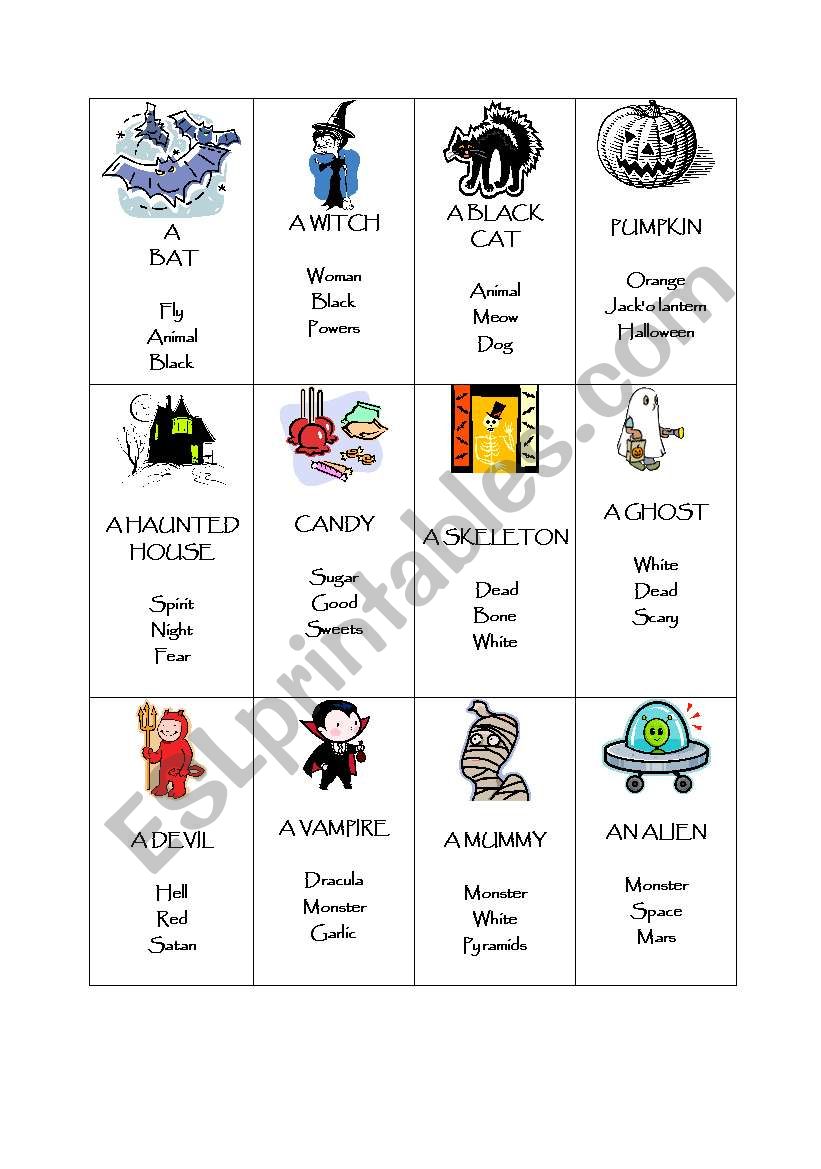 Halloween Taboo worksheet