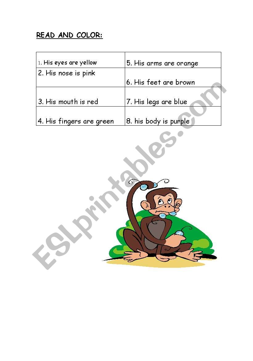 description and color  worksheet
