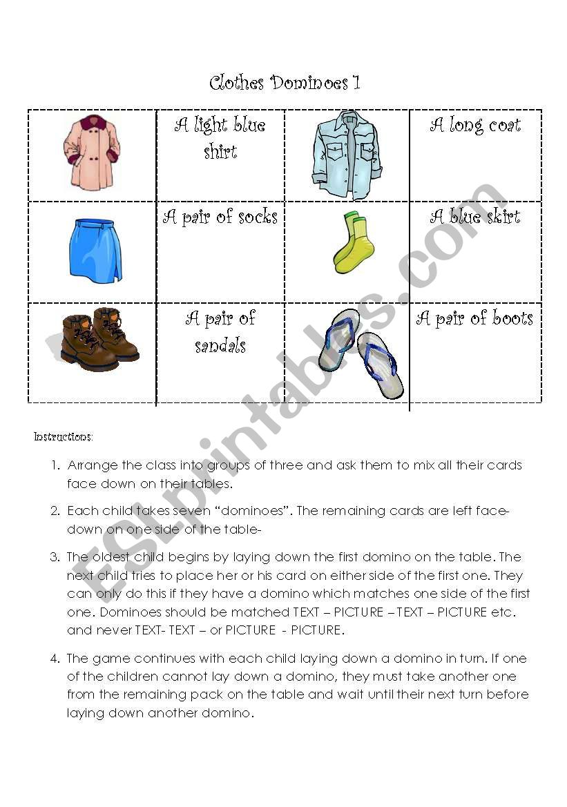 Clothes Dominoes 1  worksheet