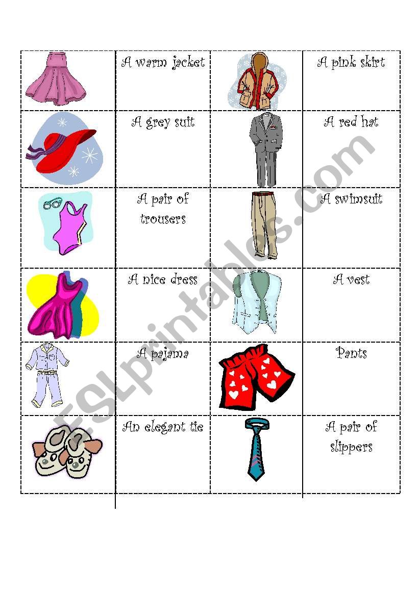 Clothes Dominoes 2  worksheet