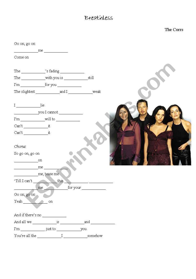 Breathless (The Corrs) worksheet