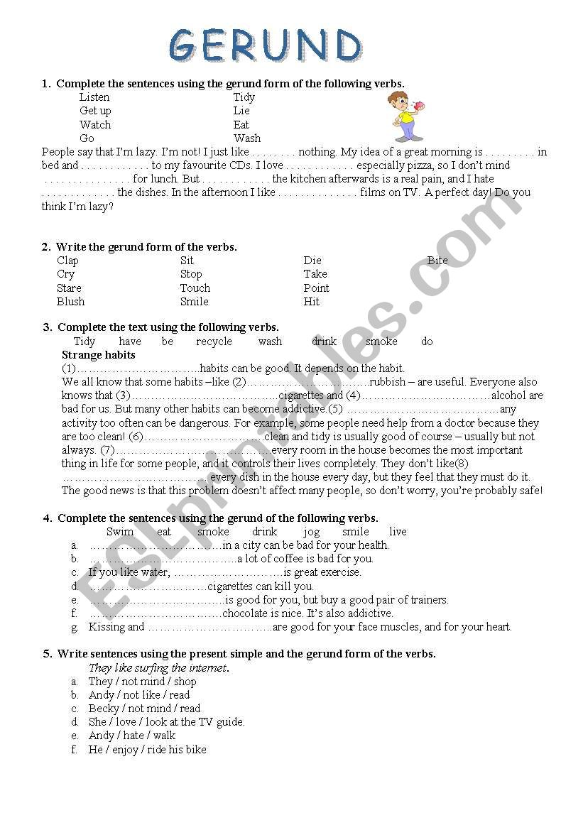 Gerund worksheet