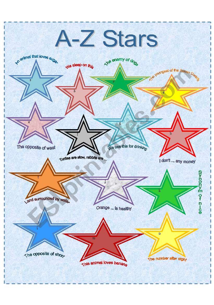 A-Z Stars worksheet