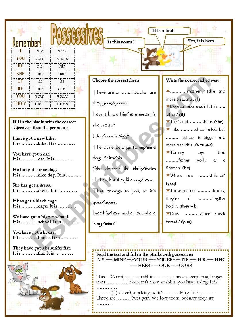 POSSESSIVES worksheet