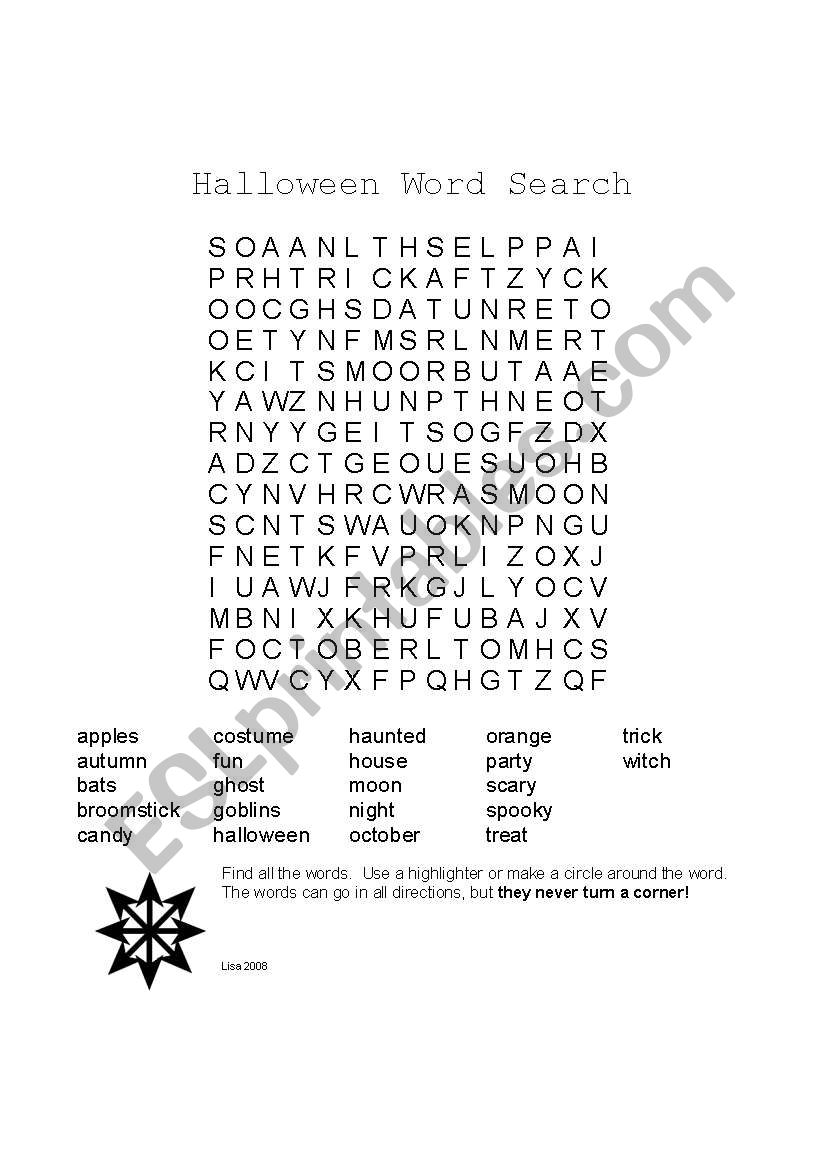 Halloween Word Search worksheet