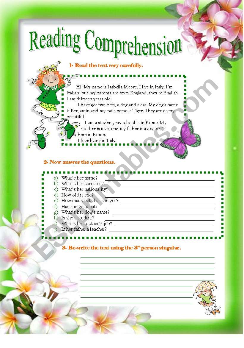 Reading Comprehension worksheet