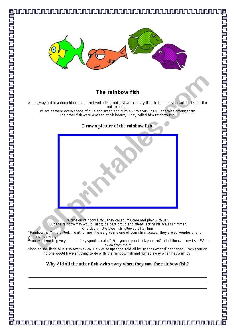The rainbow fish worksheet