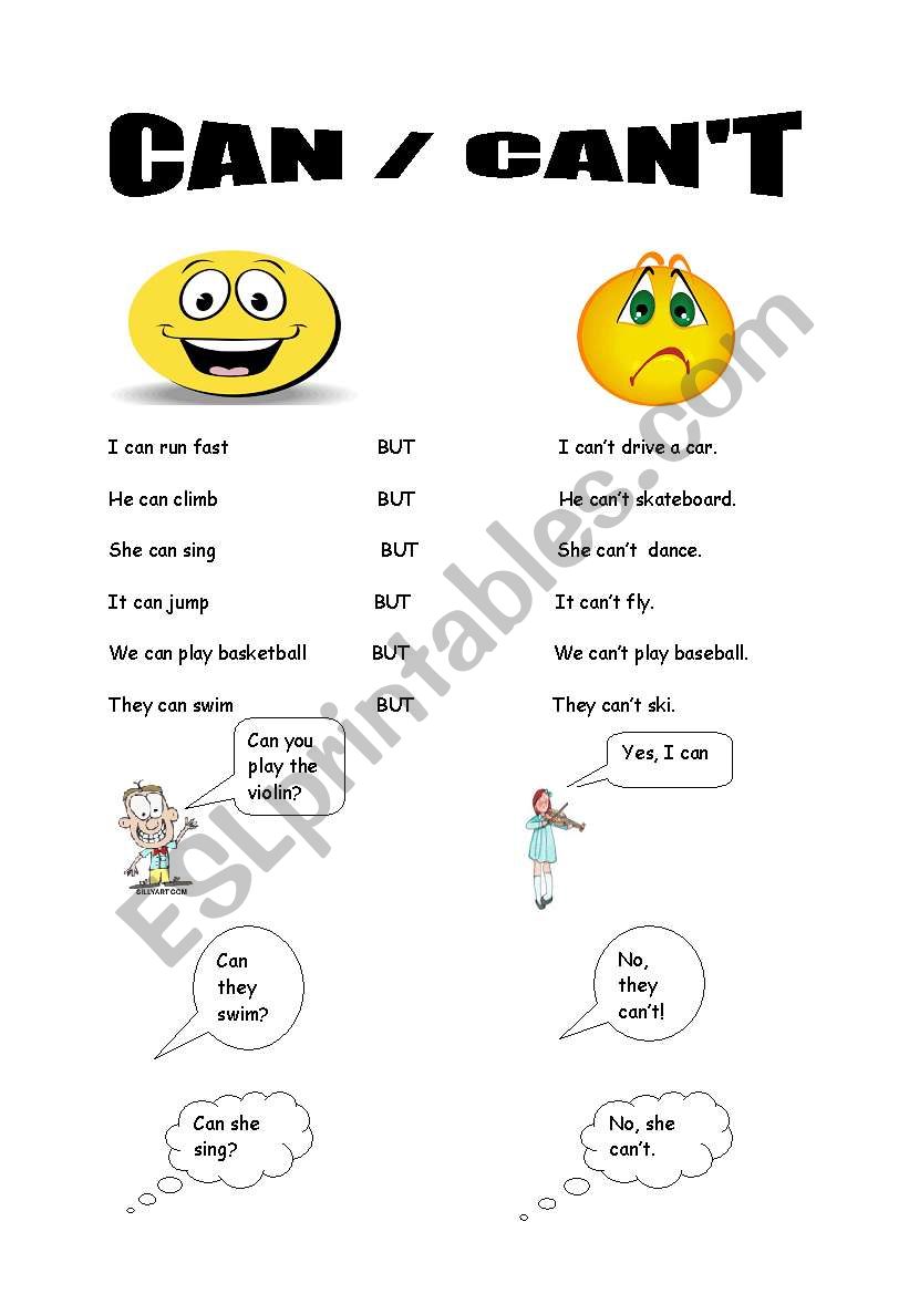 can/cant worksheet