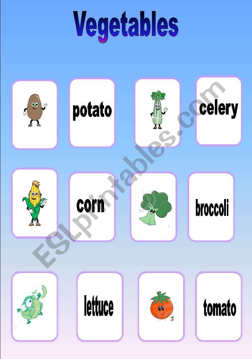 Vegetables Mini cards (Part 1 of 3)