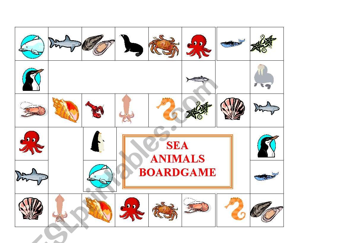 SEA ANIMALS BOARDGAME worksheet
