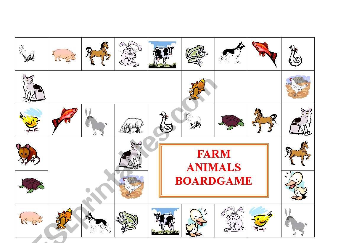 FARM ANIMALS BOARDGAME worksheet