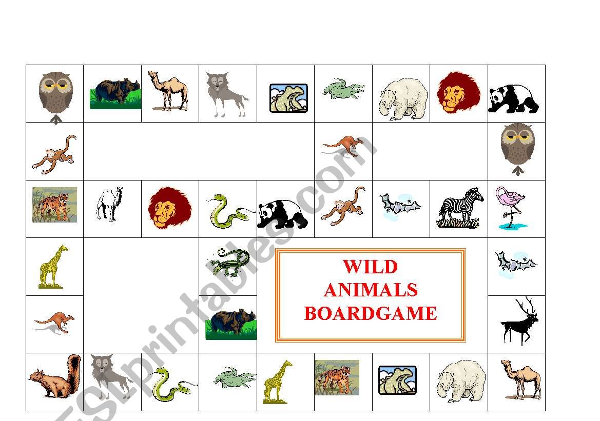 WILD ANIMALS BOARDGAME worksheet