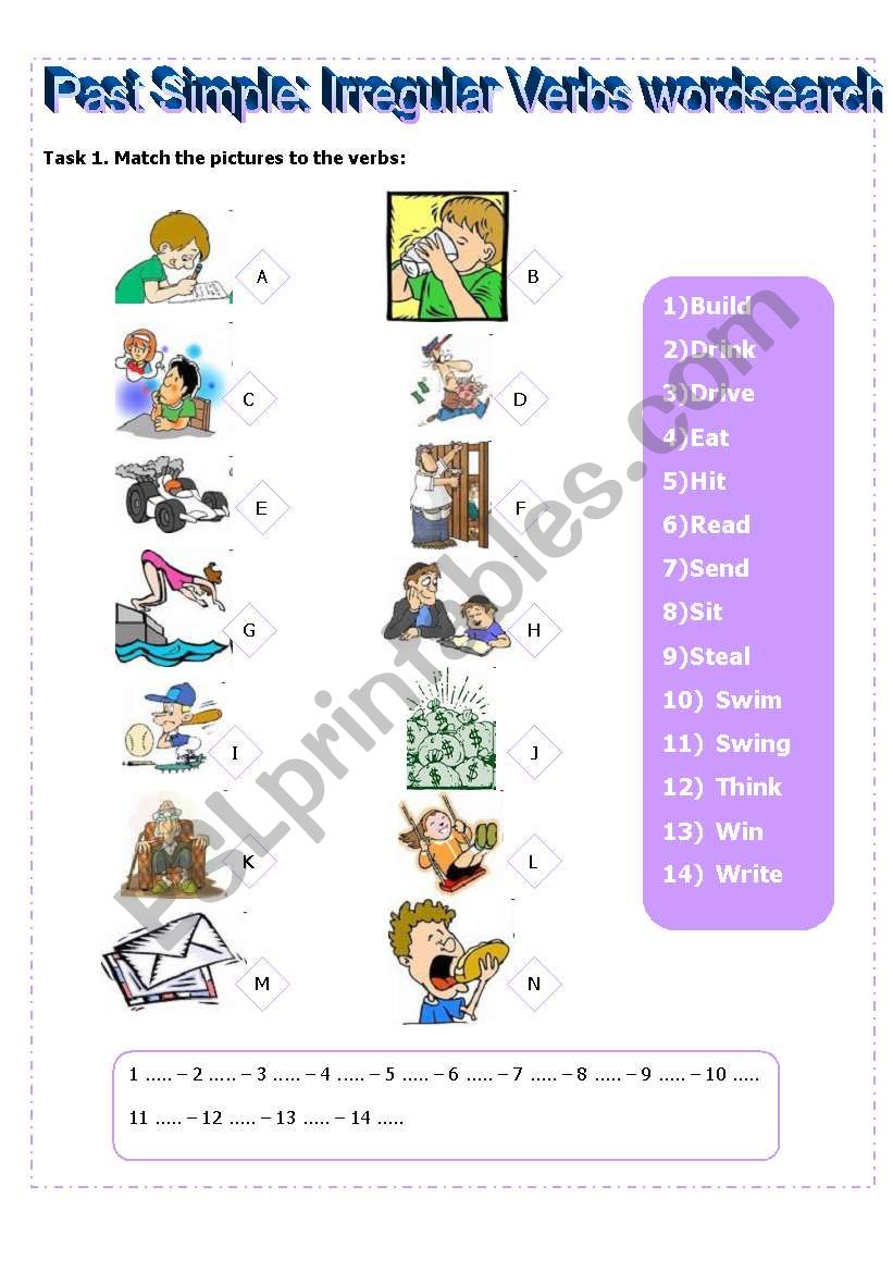 Past Simple: Irregular Verbs Wordsearch