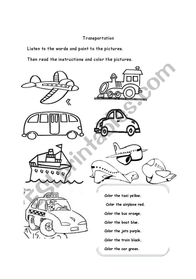 Transportation worksheet