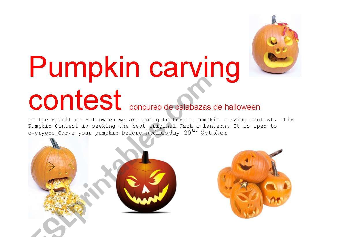 pumkin carving contest worksheet
