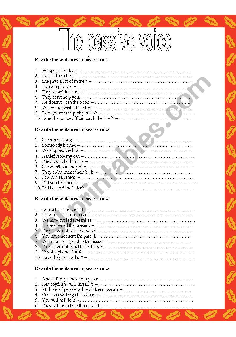 esl worksheets passive voice