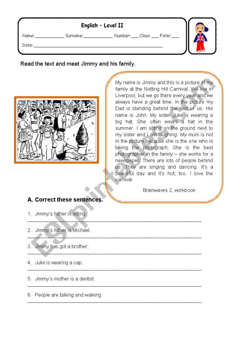 Describing actions worksheet